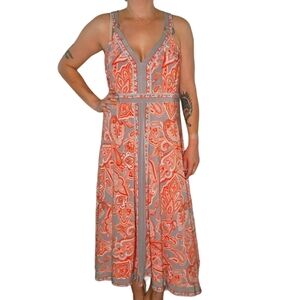 INC Paisley Tank Midi Dress Size 1X Orange Grey Pattern
